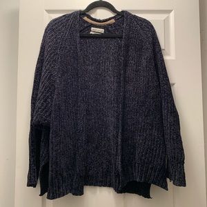 Urban Outfitters Navy Velvet Knit Cardigan